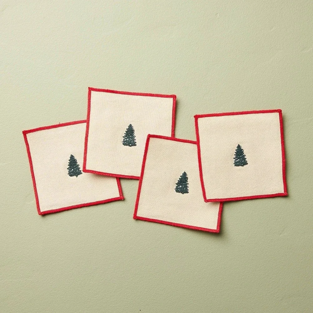 Cocktail Embroidered Christmas Tree Napkins - Hearth & Hand Magnolia, Target